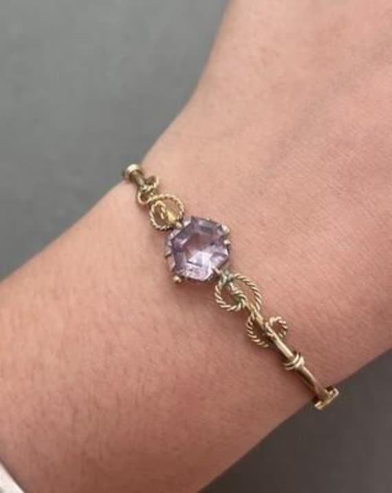Antique Victorian 9ct 375 Gold Amethyst Bangle