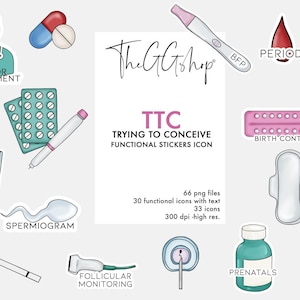 Functional Printable Stickers, Planner Icons, Digital Stickers, Pregnancy Clipart, Fertility Clipart, Planner Stickers, Pregnant Cliparts,