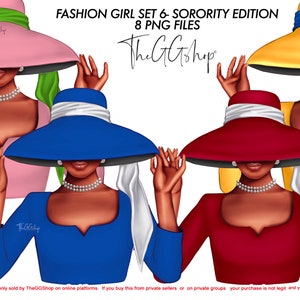 Sorority Girl Clipart, Back to School Clipart, African American Girl Clipart, Elegant Girl Clipart, Paris Girl Clipart