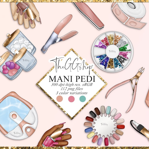 Nails Clipart, Manicure Clipart,Beauty Clipart, Self care Clipart, Spa Clipart, Pedicure Clipart, Beautician Clipart