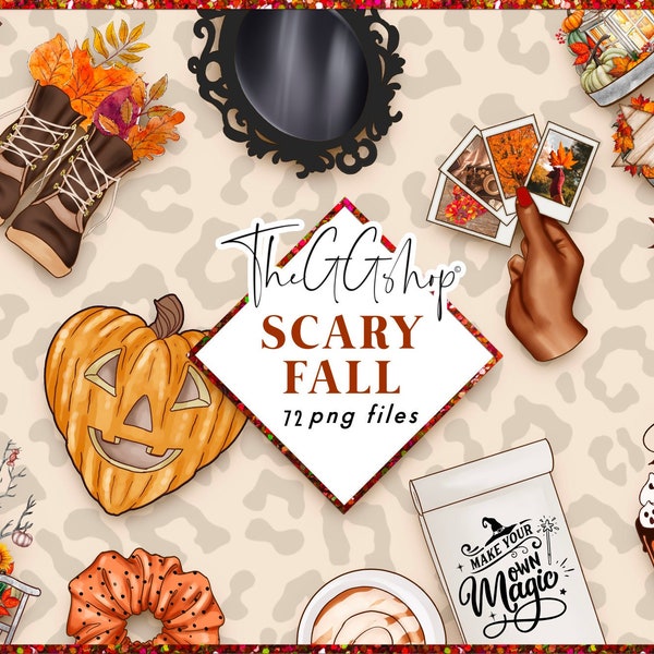 Herbst Clipart, Halloween Clipart, Oktober Clipart, Herbst Kürbis Clipart, Herbst Kranz Clipart, Urlaub Clipart, Planer Sticker