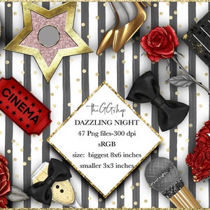 Clipart filmato, Clipart notte film, Clipart tappeto rosso, Clipart festa, Clipart ragazza di moda, Cinema Clipart adesivi stampabili