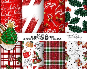 Christmas Digital papers, Christmas Paper pack, Winter Digital papers, Holiday Printable papers, Digital Paper Pack,