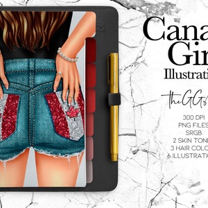 Canada Flag Clipart,Canada Clipart, Canadian Clipart,  Planner Girl Clipart,  Printable Dashboard, Fashion Illustration,