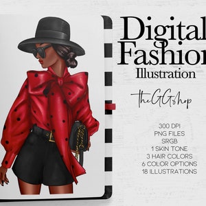 Afro American Girl Clipart, Fashion Girl Clipart, Fashion Clipart, Spring Clipart