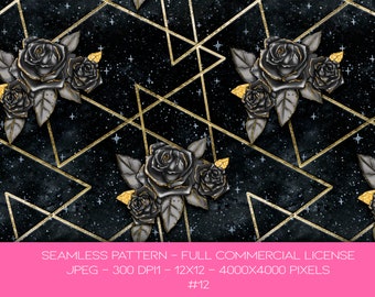 Galaxy Pattern, Geometric Wallpaper, Abstract Paper, Roses seamless pattern, Sky Seamless Pattern, Digital Papers Night,