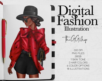 Afro American Girl Clipart, Fashion Girl Clipart, Fashion Clipart, Spring Clipart