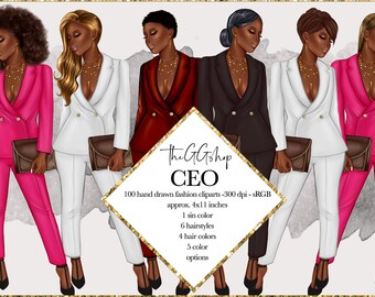 Clipart ragazza afroamericana, Clipart moda, Clipart ragazza alla moda, 100 file png