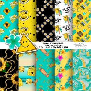 Summer Digital Paper, Beach Digital Paper, Aloha Digital Paper, Digital Paper Pack, Scrapbook paper, Printable Paper Pack, Commercial use