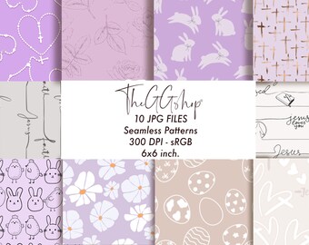 Easter Seamless patterns, Holy Cross Seamless patterns, Easter bunny Scrapbooking Paper, Printable Planner Paper Pack