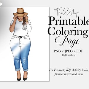 Fashion Girl Coloring Page: Printable Art for Procreate, iPad (PDF)