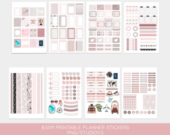 Wanderlust functional Stickers, Summer Printable Stickers, travel functional Stickers, Vacation Printable stickers sheets,