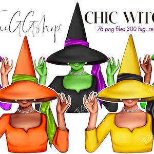 Halloween Clipart, Witch Clipart, Witchcraft Clipart, Halloween Girls Clipart, Holiday Clipart, Green Witch Clipart