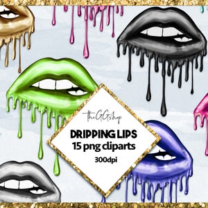 Lips clipart, Dripping lips clipart, Mouth clipart , fashion clipart, digital scrapbooking printable lips
