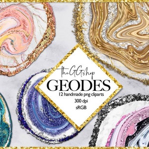 12  Agates Clipart - Agate Slices Clipart, Crystals Clipart, Gem Clipart,  Commercial Use, PNG files