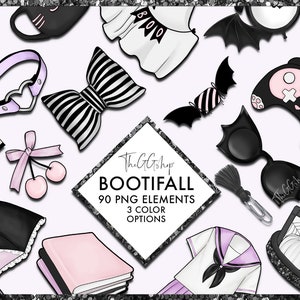 Creepy Halloween Clipart,Pink Halloween Clipart,Cute Kawaii Clipart,Pastel Halloween Clipart,Autumn Clipart,Spooky Bat Clipart,Goth Clipart