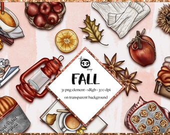 Fall Clipart Set: Cozy Season Graphics (Digital Download)
