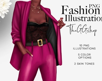 Fashion girl Clipart, Girl Boss Clipart, Afro American Girl Clipart, Spring Girl Clipart, Office Girl clipart, Planner Girl Clipart