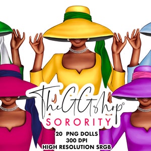 Sorority Girl Clipart, Back to School Clipart, African American Girl Clipart, Elegant Girl Clipart, Paris Girl Clipart
