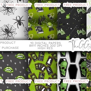 FREEBIE PRODUCT - Halloween Digital Paper pack, Scrapbook Paper, Halloween Scrapbook, Printable Papers, Trick or Treat pattern