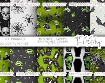 FREEBIE PRODUCT - Halloween Digital Paper pack, Scrapbook Paper, Halloween Scrapbook, Printable Papers, Trick or Treat pattern