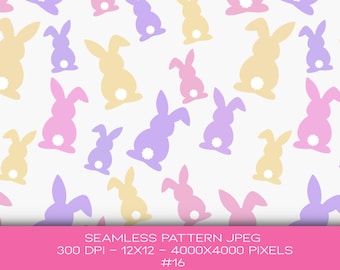 Easter Bunny Seamless Pattern: Pastel Colors (Digital Download)
