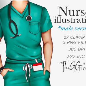 Infermiera maschio Clipart, Dottore Clipart, Ragazza afroamericana Clipart, Scrub Illustration, Graduation Clipart, Fashion Illustration,