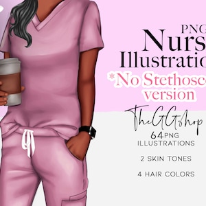 African American Nurse Clipart: Fashion Illustration (Digital Download)