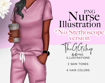 African American Nurse Clipart: Fashion Illustration (Digital Download)
