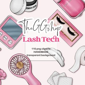 Imágenes prediseñadas de tecnología de pestañas, íconos de extensiones de pestañas, imágenes prediseñadas de artista de pestañas, planificador de salón de belleza, imágenes prediseñadas de maquillaje, imágenes prediseñadas de glamour, imágenes prediseñadas de accesorios para pestañas