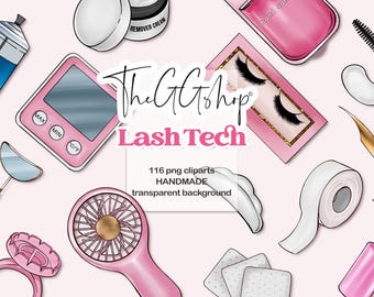 Lash Tech Clipart, Lash Extension icons, Lash Artist Clipart, Beauty Salon planner, Make up Clipart, Glam Clipart, Lash Accessories Clipart