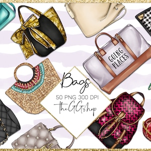 Clipart di moda, Bag Clipart, adesivi Planner, Fashion Girls Clipart, adesivi di moda, adesivi stampabili