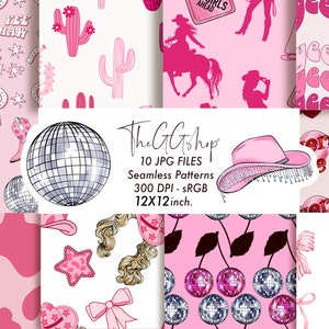 Cowgirl paper, Rodeo paper, Western Digital paper, Coquette Girl paper, Cowboy scrapbooking paper,