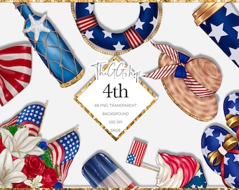 Independence Day Clipart, 4th of July Clipart, Memorial  Clipart, Planner Decorations, Planner Clipart, Holiday Clipart, Planner stickers,