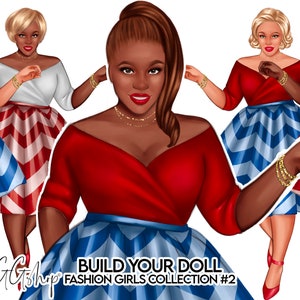 Fashion Girls Clipart, Afro American Girl Clipart, Curvy Girl Clipart, Summer Girl Clipart, Girl Boss Clipart, Fashion Illustration