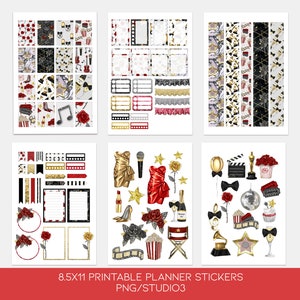 Functional Printable Stickers, Printable Planner stickers, Silhouette Studio Cut file, Red carpet Stickers, Commercial Use