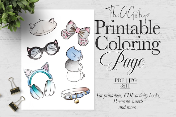 Cats Coloring Page Kitty Coloring Page Kids Printable from Etsy