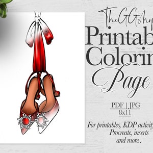 Adult Coloring Page, Fashion coloring Page, Printable Coloring Page, Coloring Page for Procreate, iPad coloring page,