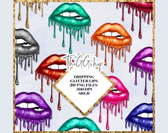 Lips clipart, Dripping lips clipart, Mouth clipart , fashion clipart, digital scrapbooking printable lips