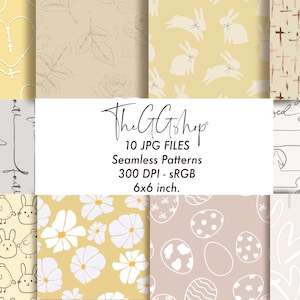 Easter Seamless patterns, Holy Cross Seamless patterns, Easter bunny Scrapbooking Paper, Printable Planner Paper Pack