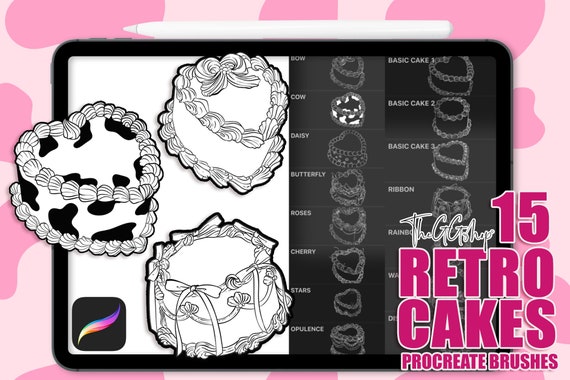 Retro Cake Procreate Brushes: Victorian Food Stamps (Brushset)