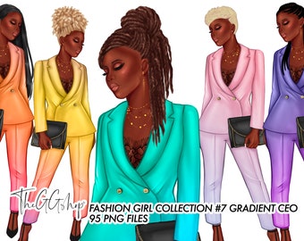 Afro American Girl Clipart, Girl boss Clipart,  fashion girl  Clipart, Fashion Girl Clipart,