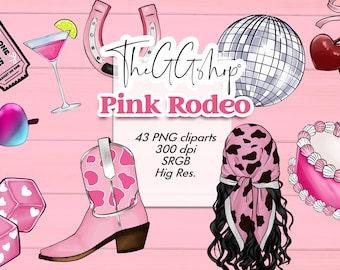 Pink Cowgirl Clipart: Hand-Drawn Rodeo Graphics (Digital Download)