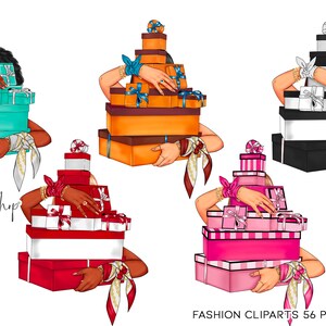 Christmas Girl Clipart,Fashion Girl Clipart, Fashion Illustration, Planner Girl Clipart, Afro Girl Clipart, Holiday Clipart,