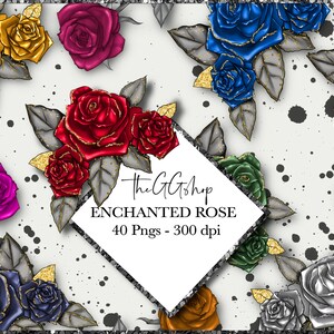 Rose Clipart, Flower Clipart, Flower Frame Clipart, Wedding Clipart, Planner Stickers,Commercial use