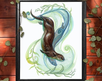 Art Print "Diving Otter"