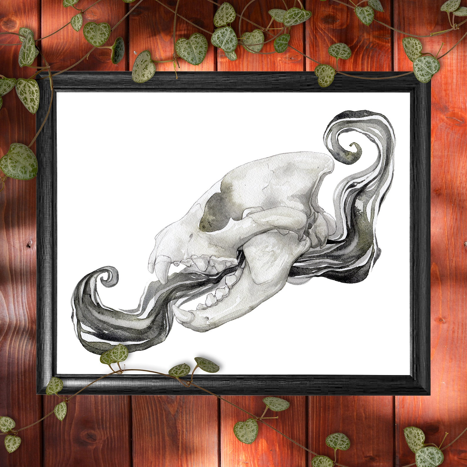 Art Print Spotted Hyena Skull | Etsy