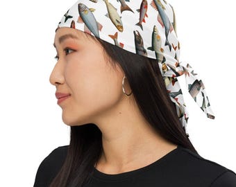 Novelty Trout Fish Bandana - Fishing Lake River Nature Print Quirky