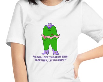 Cowboy Frog & Sad Yee-Haw Worm Motivational Unisex T-Shirt: Earthworm Therapy Mental Health