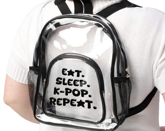 Kpop Concert Bag: Eat Sleep K-Pop Repeat Clear Stadium Backpack